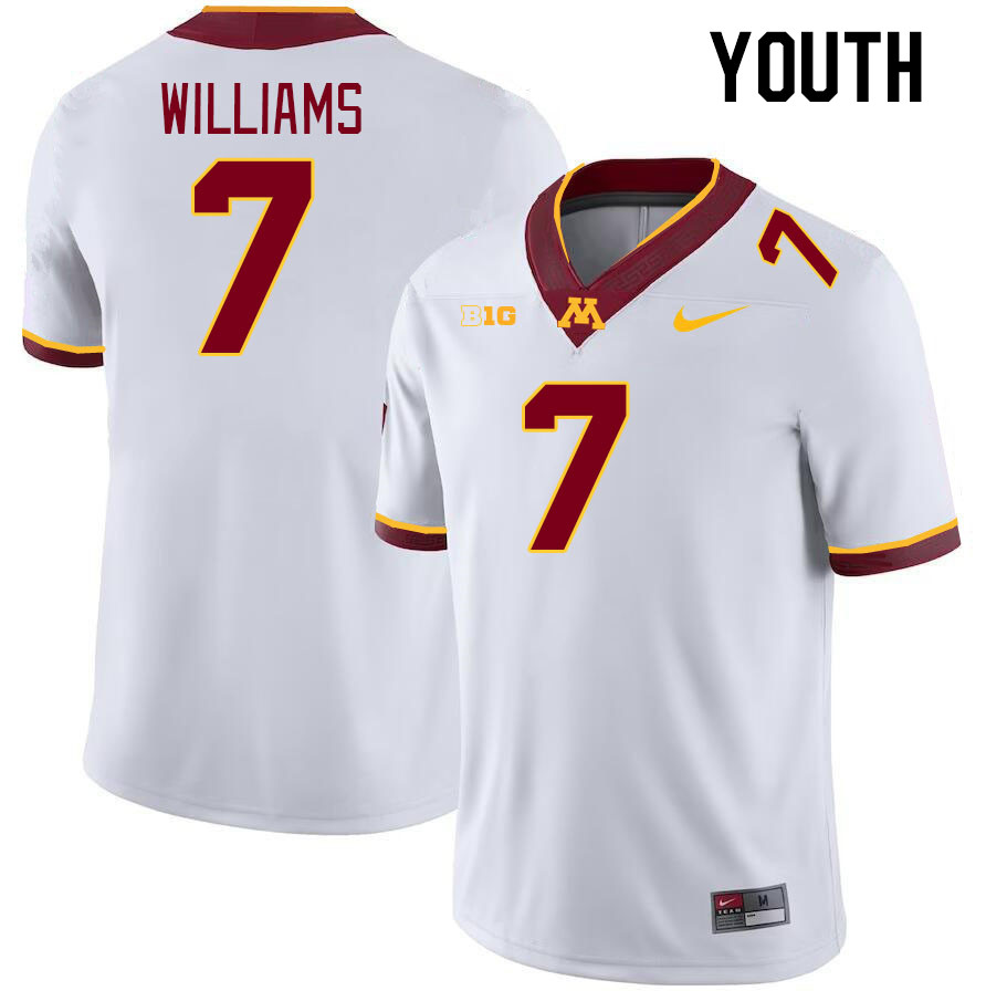 Youth #7 Tyler Williams Minnesota Golden Gophers College Football Jerseys Stitched-White